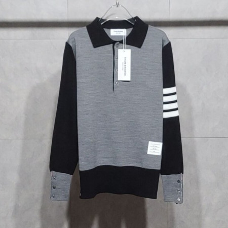 톰브*운   사선완장 배색 긴팔 카라 니트