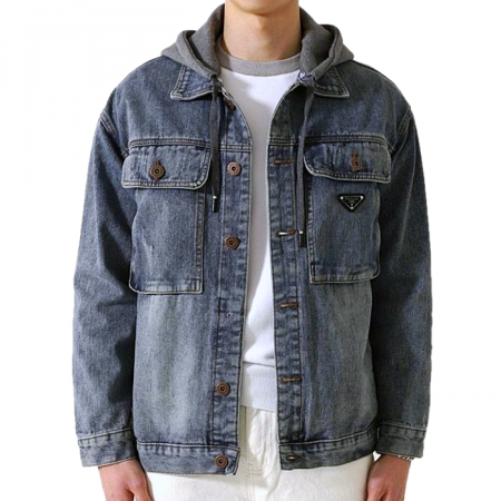 프*다 PRADA 후드 워싱 데님 자켓