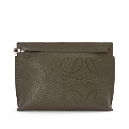 로에베 그레인 카프스킨 T 파우치 다크  - 카키