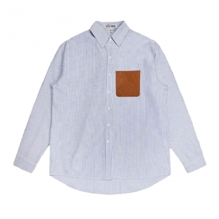 LOEWE 아나그램레더 스트라이프 셔츠