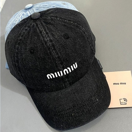 미우 MIUMIU 데님 볼캡