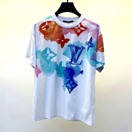 LOUIS VUITTON 워터컬러 모노그램 반팔 라운드 티셔츠