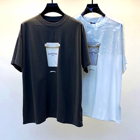 발렌시*가 BALENCIAGA 커피보틀 로고 반팔 티셔츠