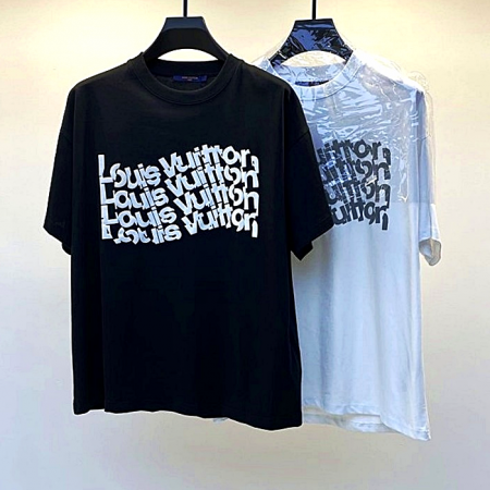 LOUIS VUITTON 웨이브로고 반팔 라운드 티셔츠