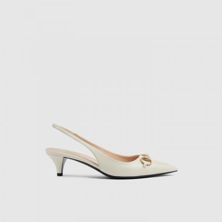 GUCCI 여성 홀스빗 슬링백 펌프스 - 화이트