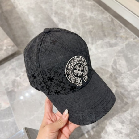 Chrome hear*s   시그니처 패턴 로고 모자 - Black