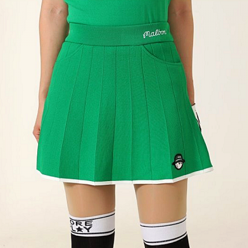 MALBON Golf is Life 버킷 니트 플리츠 스커트