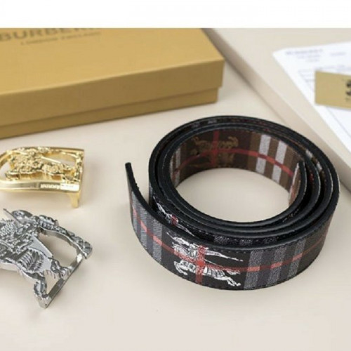 버*리   빈티지 레드 체크 양면 벨트
