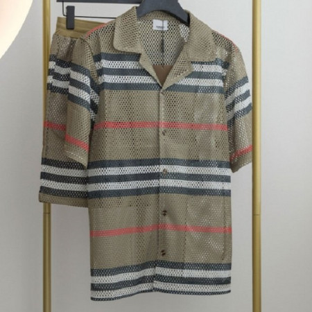 버*리   아이콘 스트라이프 니트 셔츠 & 팬츠 세트