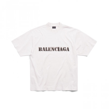 BALENCIAGA 스텐실 타입 미디엄 핏 티셔츠 - 오프 화이트