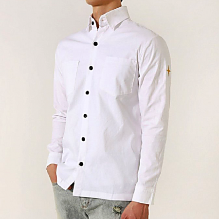 스톤 아일*드 가먼트다잉 코튼 콤바스자수 셔츠