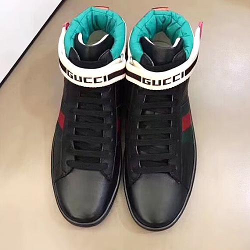 GUCCI 뉴에이스 하이탑 레더 스니커즈 블랙