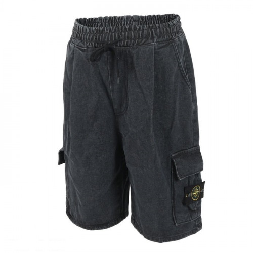 STONE ISLA*D   블랙 7부 볼륨 카고 팬츠