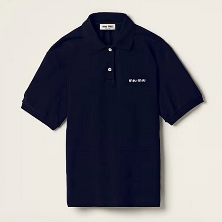 미우 MIUMIU 아이코닉 숏슬리브 폴로셔츠