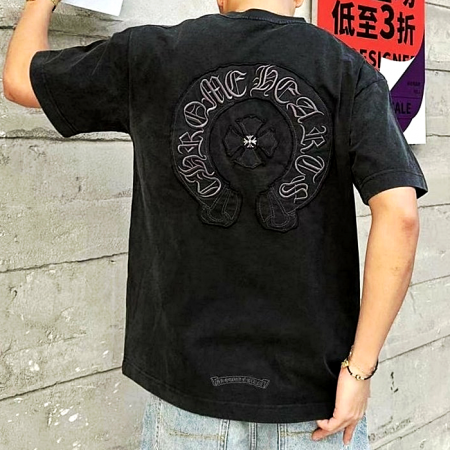 크롬*츠 Chrome hearts 말굽 자수 워싱 티셔츠