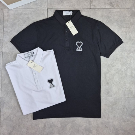 a*i   블랙 하트자수 카라 티셔츠