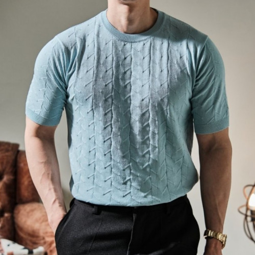 로로피*나   린넨 자갸드 니트반팔