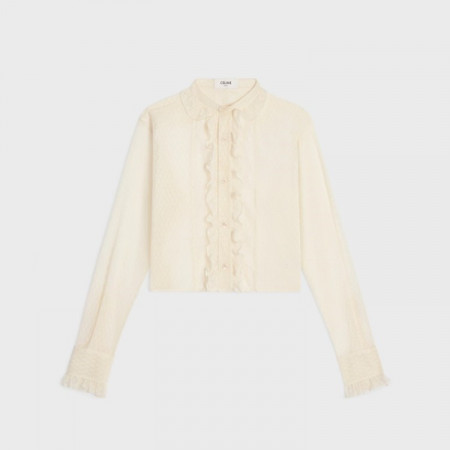 CELINE 로미 크롭 셔츠 - 레이스 & 코튼