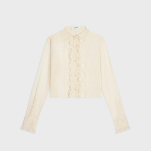 CELINE 로미 크롭 셔츠 - 레이스 & 코튼
