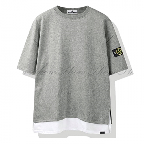 스톤 아일*드  레이어드 트임 오버핏 반팔