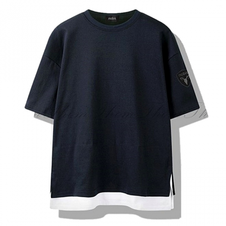 노*스  레이어드 트임 오버핏 반팔