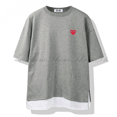 꼼데가*송 레이어드 트임 오버핏 반팔