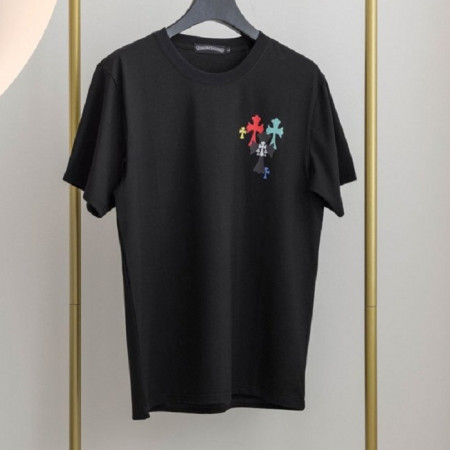 크롬*츠   컬러 십자가 라운드 반팔 티셔츠