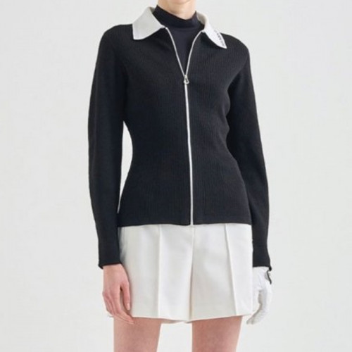 랑방 *랑   컨트라스트 칼라 니트 집업 가디건