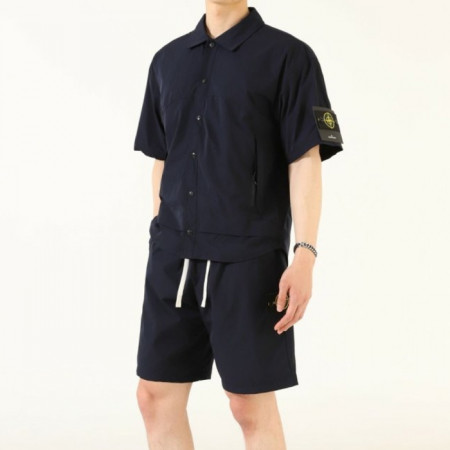 스톤아일*드   수입고급 와펜패치 셔츠형 상.하 셋업