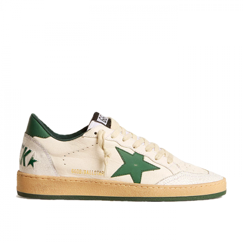 GOLDEN GOOSE 그린스타 힐탭 화이트 레더 볼스타