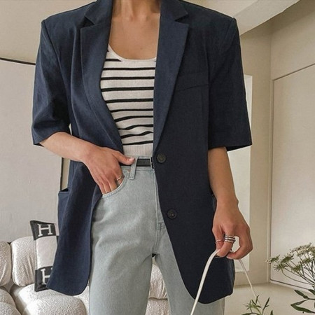 CELI*E   린넨 반플 블레이져