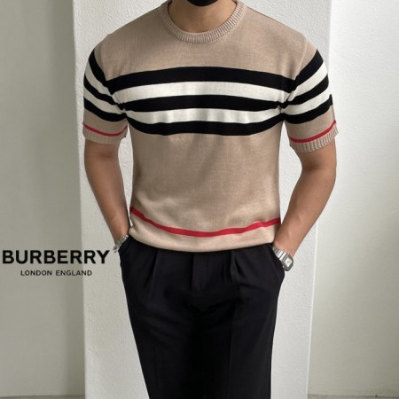 버*리   맨즈 스트라이프 반팔니트