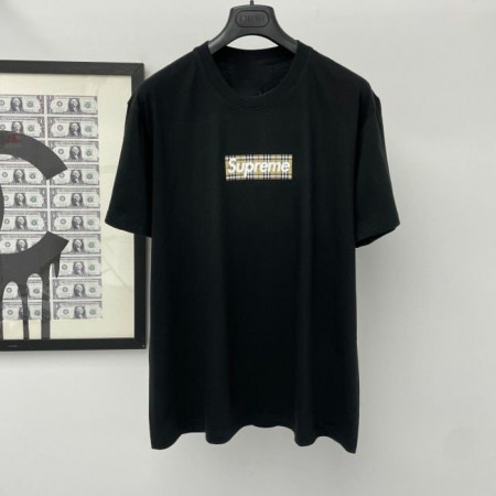 버*리 X 슈프림   체크박스로고 반팔티 (남여공용)