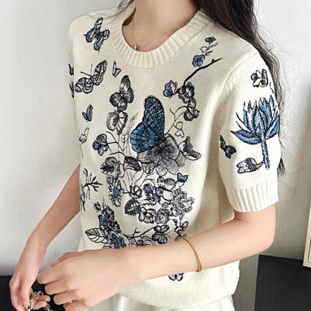 DIOR 나비자수 반팔 니트