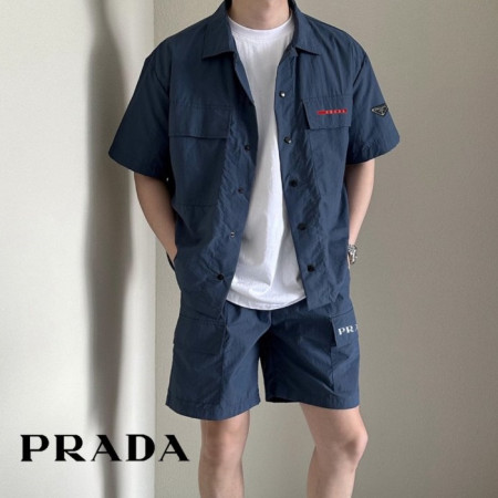 PRA*A   레드라인 더블포켓 쿨링 반팔 반바지 세트