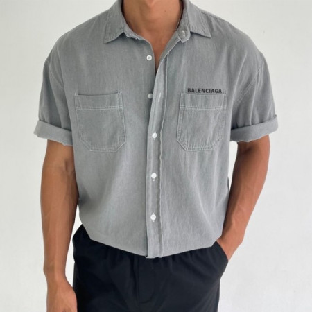 발렌시*가   24ss  데님 반팔 셔츠