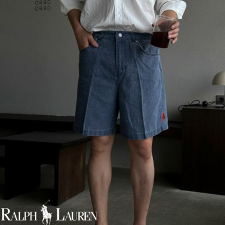 폴로 랄프*렌   41246_PL 피그먼트 린넨 레드자수 숏팬츠