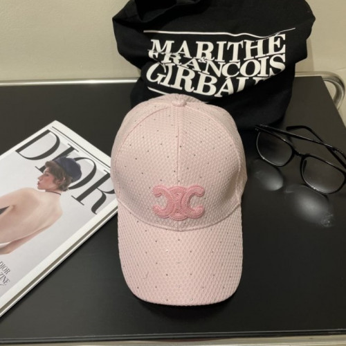 CELI*E   핑크 큐빅 시그니처 패턴 모자