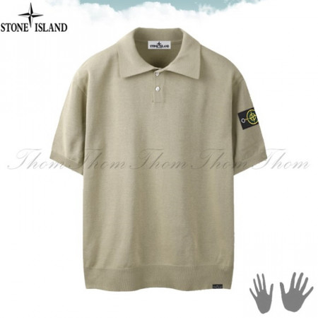 스톤 아일*드   뉴 린넨 카라 반팔 니트