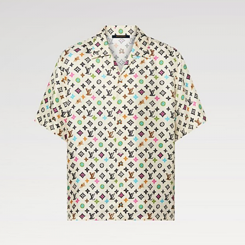 LOUIS VUITTON 모노그램 프린티드 쇼트 슬리브드 셔츠
