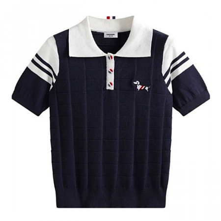 톰브*운  숄더&카라 배색 반팔 니트