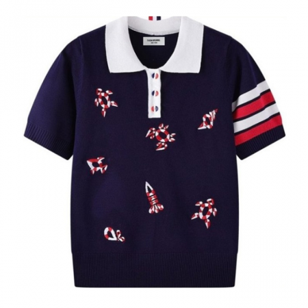 톰브*운  씨 라이프 카라 반팔 니트