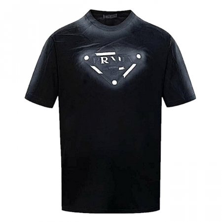 PRADA 멀티자수 워싱 티셔츠