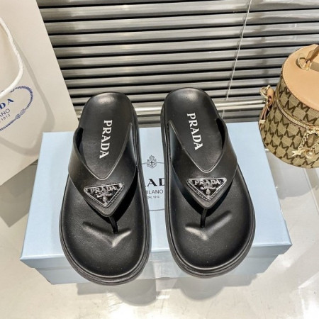 PRA*A   러버 끈 샌들 블랙