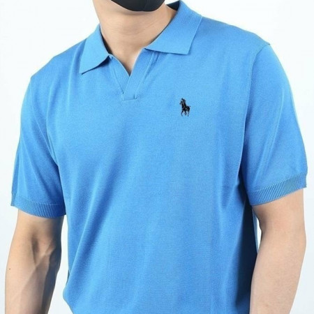 POLO 랄프*렌   무지 반팔 오픈카라니트