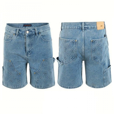 LOUIS VUITTON 불박로고 데님 하프 팬츠