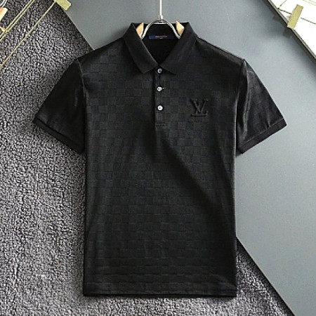 LOUIS VUITTON 자가드체크 엠보로고 실크티셔츠