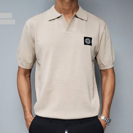 스톤 아일*드   아이스 오픈 카라 니트반팔