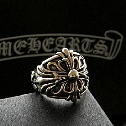 Chrome hearts 더블 플로랄 오픈 링 반지