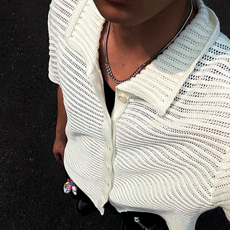 자크뮈스 JACQUEMUS 웨빙크로셰 숏슬리브 셔츠